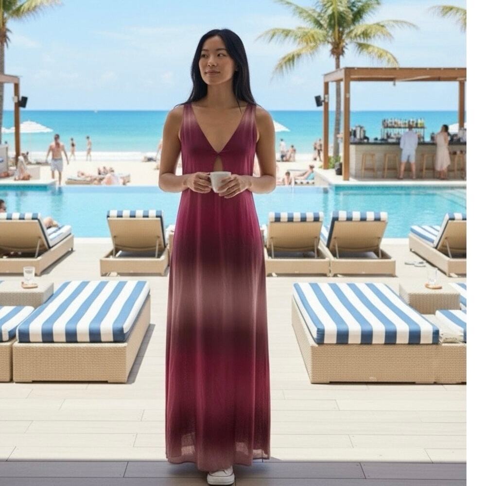Malai A29291 Tiedye Ilusión Slit Front Dress Sz Small NWT Resort Vacation Beachy - Picture 2 of 8